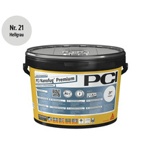 PCI Nanofug Premium Flexfugenmörtel Nummer 21 hellgrau im Eimer für Fliesen und Naturwerksteine.