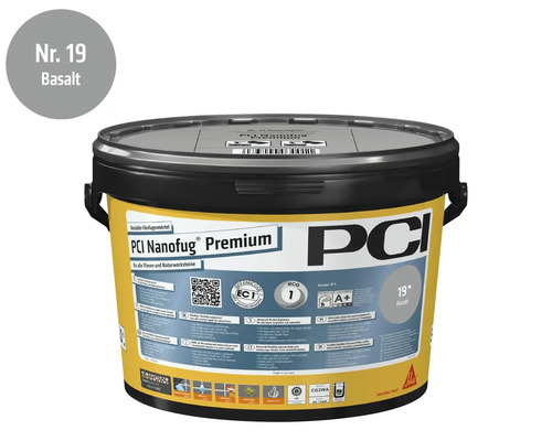PCI Nanofug Premium Flexfugenmörtel für Fliesen und Naturstein im Eimer, Farbe Nummer 19 Basalt.