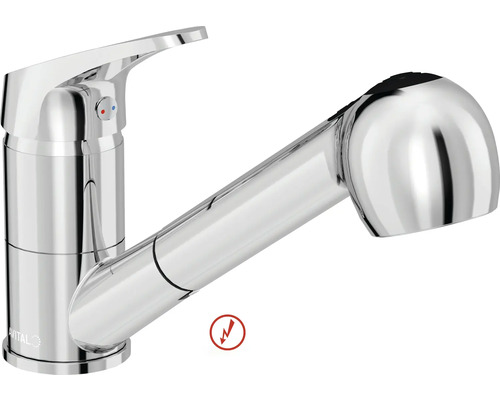 AVITAL Niederdruckarmatur mit Brause ESTERIL chrom Avital Einhebel-Spültischarmatur mit ausziehbarer Geschirrbrause, Niederdruck