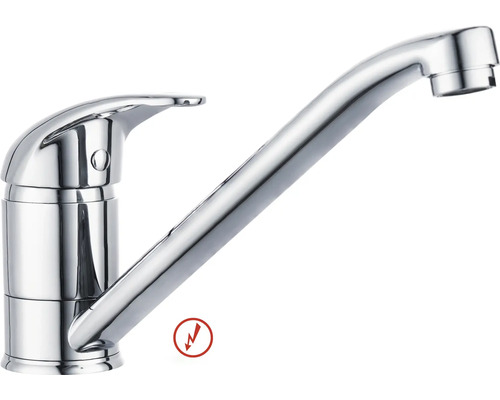 Einhebel-Spültischarmatur aus verchromtem Metall mit langem Auslauf für Niederdruck.