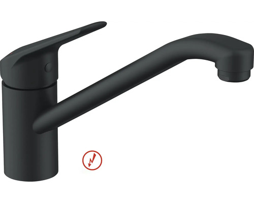 Einhebel-Küchenarmatur in Schwarz matt, geeignet für Niederdruck.