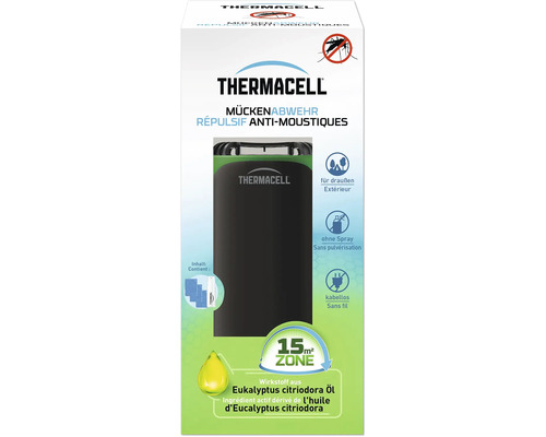 Thermacell Mückenabwehr für draußen, kabellos und ohne Spray, Wirkstoff aus Eukalyptus Citriodora Öl, schützt eine Fläche von 15 Quadratmetern.