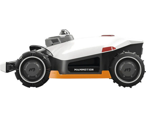 Mammotion Mähroboter mit Allradantrieb und profilierten Reifen für anspruchsvolles Gelände.