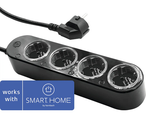 Smarte vierfach Steckdosenleiste mit Kabel und Stecker, kompatibel mit Smart Home by Hornbach.