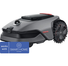 Mova Roboter-Rasenmäher mit LiDAR Technologie und SMART HOME by hornbach Logo.