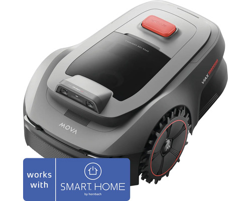Mova Mähroboter Viax mit UltraEyes Sensoren und roter Stopptaste, kompatibel mit Smart Home by Hornbach.