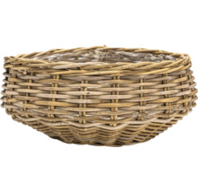 Rund geflochtener Pflanzkorb aus Weide mit Folieneinsatz