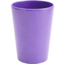 Violetter Orchideentopf aus Keramik mit glatter, glänzender Oberfläche in konischer Form.