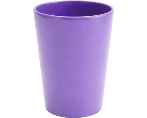 Violetter Orchideentopf aus Keramik mit glatter, glänzender Oberfläche in konischer Form.