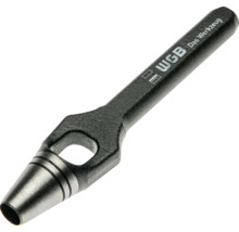WGB Locheisen aus Metall mit hohlgeschliffener Schneide und seitlicher Auswurföffnung für präzise Stanzungen in weichen Materialien.