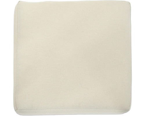 Quadratisches beige Sitzkissen mit strukturierter Oberfläche aus Webstoff.