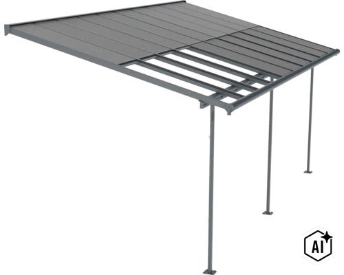 Terrassenüberdachung mit Lamellendach als moderner Wetterschutz für die Terrasse (Image AI modified or generated)