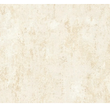 Beige Vliestapete mit strukturierter Oberfläche in Betonoptik und Shabby-Chic-Stil.