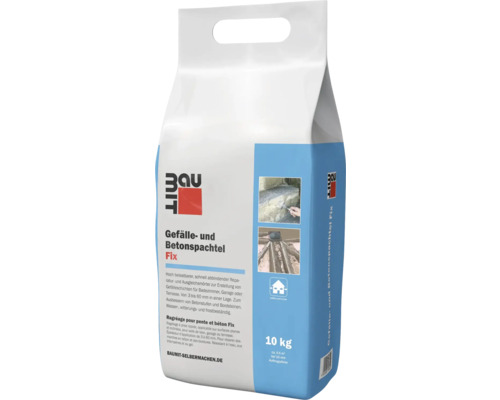 Baumit Gefälle- und Betonspachtel Fix, 10 Kilogramm Sack, schnell abbindender Reparatur- und Ausgleichsmörtel für innen und außen.