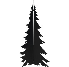 Schwarze Metall-Silhouette eines Tannenbaums für die Weihnachtsdekoration.