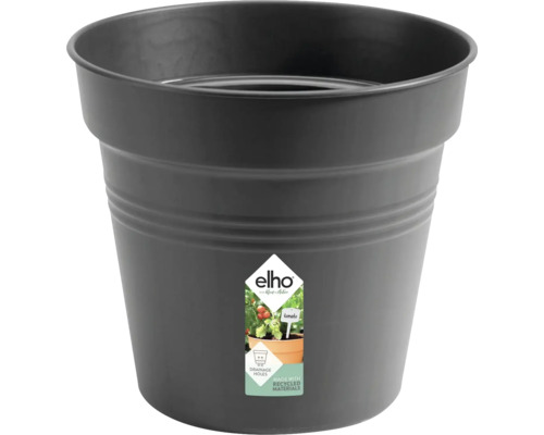 Runder Pflanztopf von Elho aus recyceltem Kunststoff mit Entwässerungslöchern für den Garten