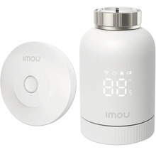 Imou smartes Heizkörperthermostat mit digitaler Anzeige und passendem Gateway für die Heizungssteuerung.