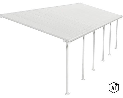 Terrassenüberdachung mit Pfosten und flachem Dachprofil für den Außenbereich (Image AI modified or generated)
