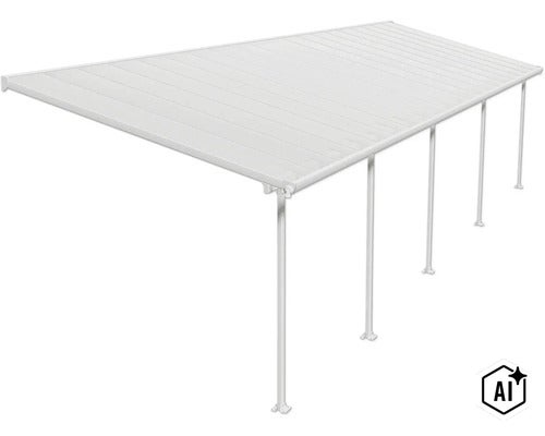 Terrassenüberdachung aus Aluminium mit Dacheindeckung auf Stützen (Image AI modified or generated)