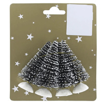 Mini-Weihnachtsbäume mit künstlichem Schnee, 4er-Set für die Weihnachtsdekoration.