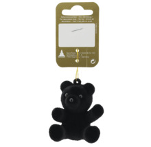 Kleiner schwarzer dekorativer Teddybär-Anhänger mit Aufhängeschnur.