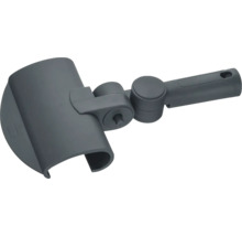 Verstellbares Winkelgelenk aus grauem Kunststoff für Teleskopstangen und Farbroller.