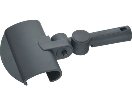 Verstellbares Winkelgelenk aus grauem Kunststoff für Teleskopstangen und Farbroller.