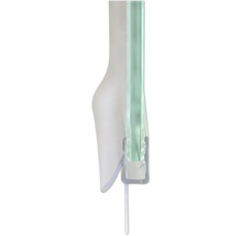 Transparente Duschdichtung für Glaswände mit flexibler Dichtlippe.