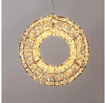 LED Dekorationsring warmweiß beleuchtet aus Metalldraht zum Aufhängen für innen und außen.