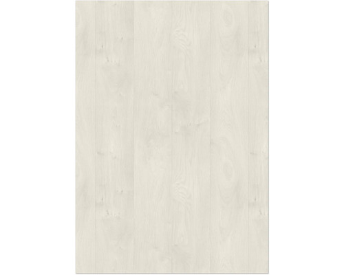 Laminatboden oder Vinylboden in heller Holzoptik mit feiner Maserung und Ästen.