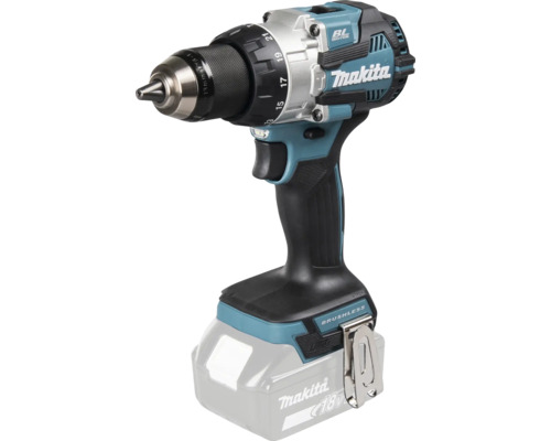 Makita Akku-Bohrschrauber 18 Volt, bürstenloser Motor, Schnellspannbohrfutter und Drehmomenteinstellung in Blau und Schwarz.
