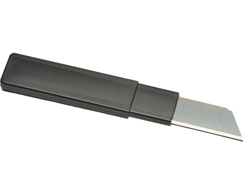 Cutter mit schwarzem Kunststoffgehäuse und ausfahrbarer Abbrechklinge aus Metall.