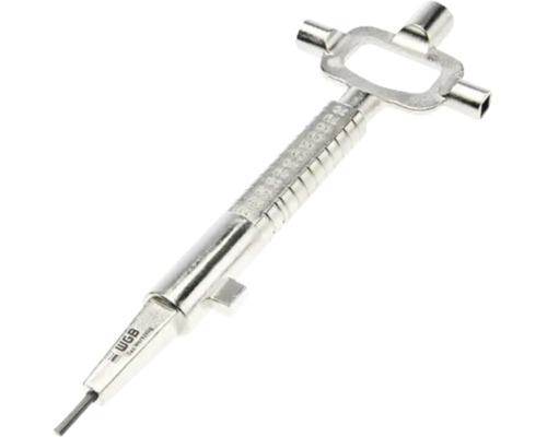 Universal-Schaltschrankschlüssel aus Metall mit verschiedenen Profilen für Schaltschränke, Heizungs- und Sanitärtechnik.