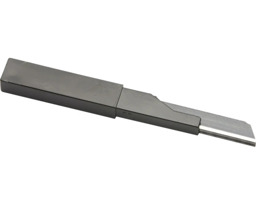 Schwarzes Cuttermesser aus Kunststoff mit ausziehbarer Abbrechklinge aus Metall.