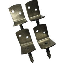 Vier Metallwinkel mit Schrauben zur stabilen Montage und Befestigung.