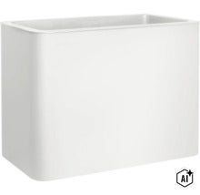 Rechteckiger, hoher Blumenkübel mit abgerundeten Ecken in Weiß (Image AI modified or generated)