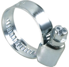 Schlauchschelle aus Metall mit Schneckenantrieb und Schraubverschluss für die sichere Befestigung von Schläuchen.