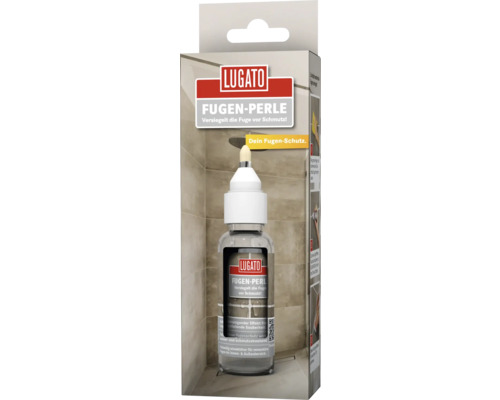 Lugato Fugen-Perle Fugenschutz in der Verpackung mit Dosierflasche zur Versiegelung von Fliesenfugen gegen Schmutz.