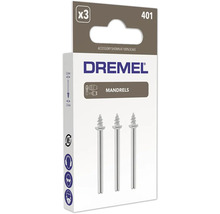 Dremel Logo, 3 Aufspanndorne Modell 401 mit 3,2 Millimeter Schaft.