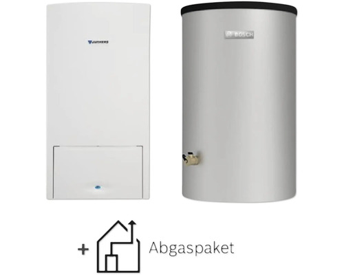 Gas-Brennwert-Heizung von Junkers und Bosch Warmwasserspeicher inklusive Abgaspaket.