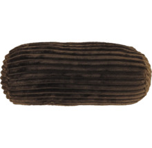 Längliches braunes Kissen mit gerippter Cord-Oberfläche.