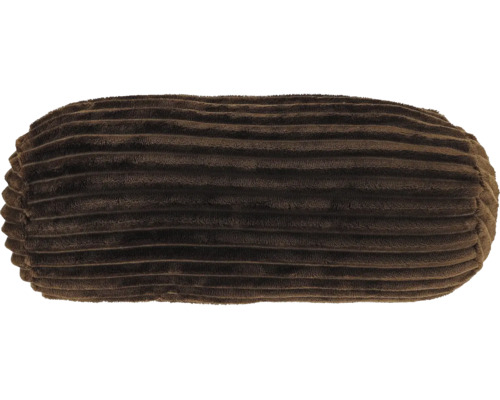 Längliches braunes Kissen mit gerippter Cord-Oberfläche.