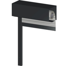 Vorbaurollladen aus Aluminium in Anthrazit mit eckigem Kasten und Führungsschienen.