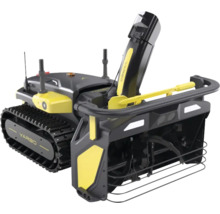 Yarbo Roboter-Schneefräse mit Raupenantrieb und Auswurfkamin in Schwarz und Gelb.