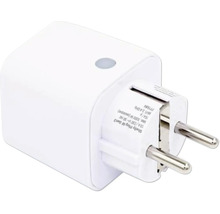 Intelligente WLAN-Steckdose Shelly Plug M Gen3 mit Ein-Aus-Schalter.