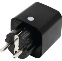 Shelly Plug M Generation 3, smarte WLAN Steckdose aus schwarzem Kunststoff für die Hausautomatisierung.