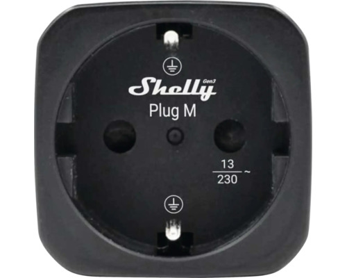 Shelly Plug M Gen3 Smarte Steckdose mit Erdung für 230 Volt und 13 Ampere.