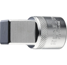 WGB Steckschlüsseladapter aus Chrom-Vanadium-Stahl mit Rändelung und Vierkantantrieb.