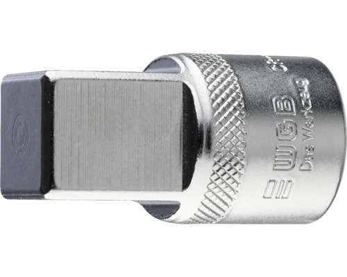 WGB Steckschlüsseladapter aus Chrom-Vanadium-Stahl mit Rändelung und Vierkantantrieb.