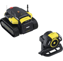 Yarbo modularer Roboter auf Ketten mit Gebläseaufsatz in Schwarz und Gelb.